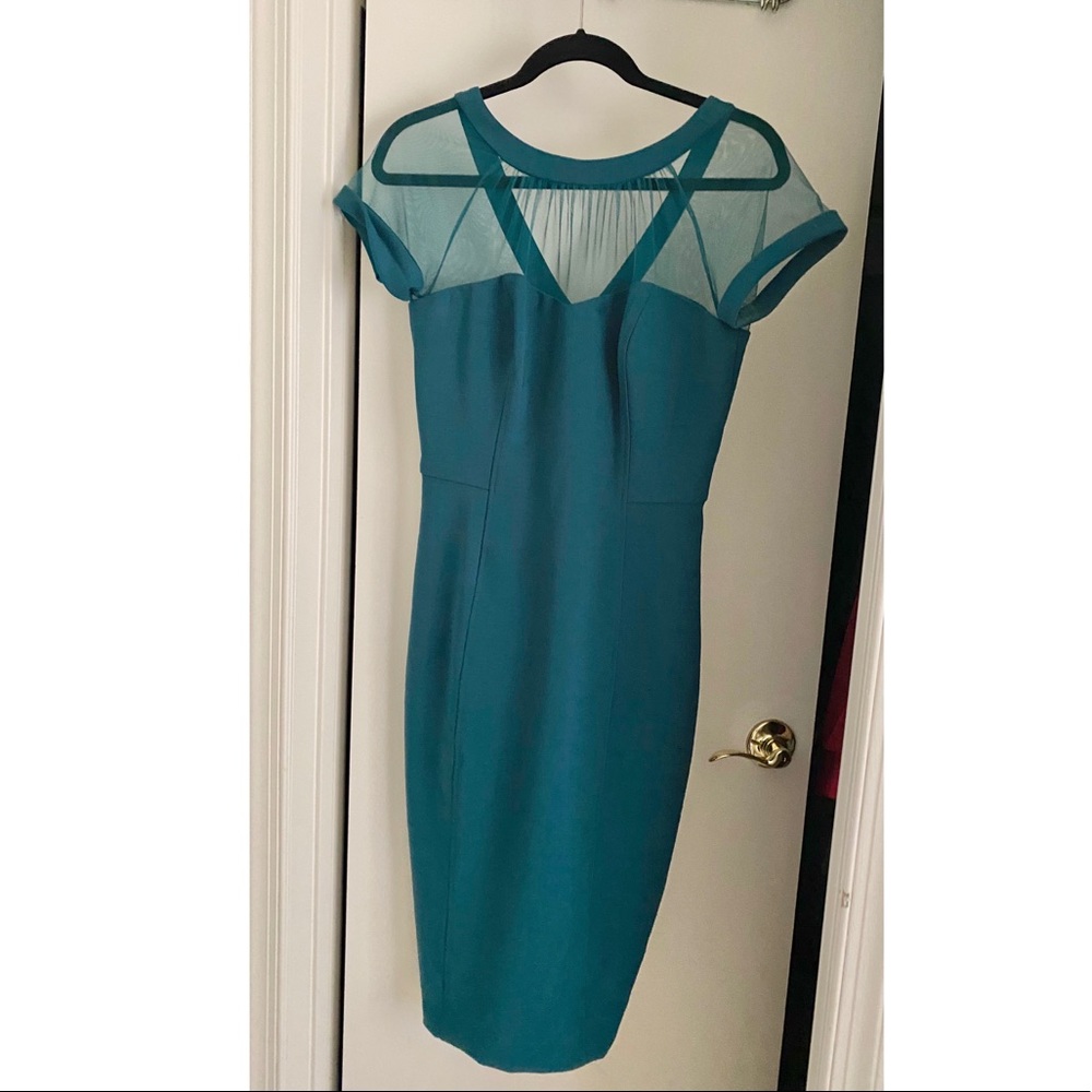 Maggie London Illusion Yoke Crepe Cocktail Dress